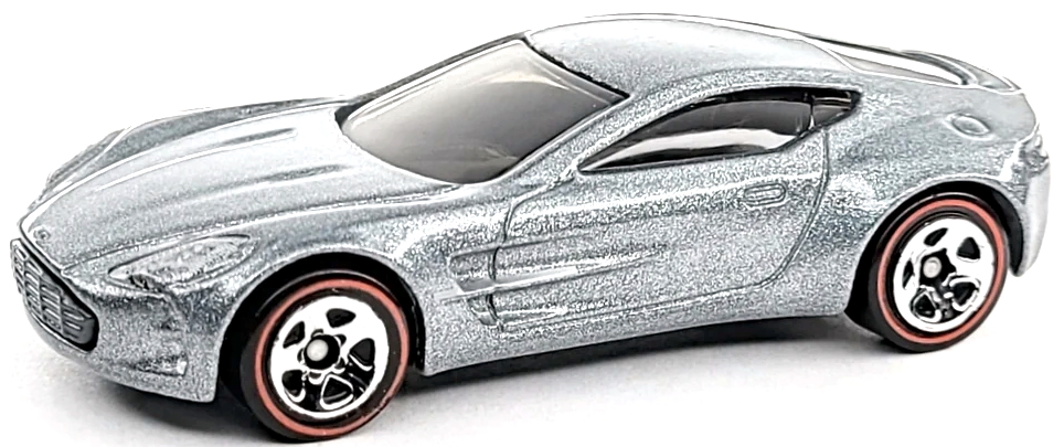 Hot Wheels 2012 - Collector # 123/247 - HW All Stars 3/10 - Aston Martin One-77 - Metallic Gray - 5 Spoke Wheels on Redlines - Walmart Exclusive - USA Card
