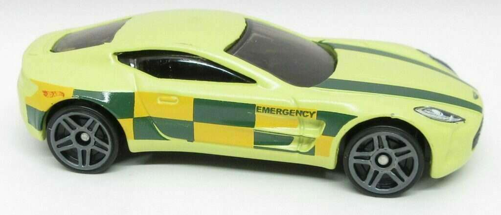 Hot Wheels 2021 - Collector # 215/250 - HW Rescue 4/10 - Aston Martin One-77 - Pale Yellow - Smoked Windows - Black Interior - Black Plastic Base - Gray PR5 Wheels - USA Card