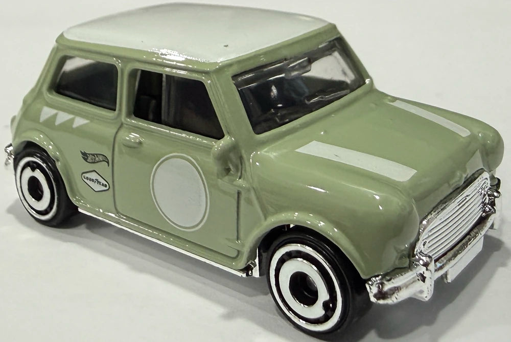 Hot Wheels 2026 - Collector # 071/250 - Then and Now 1/10 - New Models - Austin Mini Cooper S - Pale Green - Aero Disc Wheels - USA '2026' Card