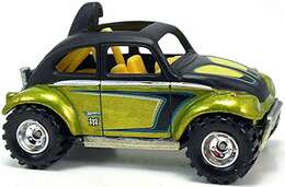 Hot Wheels 2010 - USA Collector # 055/240 - 'SUPER' Trea$ure Hunt$ 11/12 - Baja Beetle - Spectraflame Gold & Matte Black - Metal/Metal & Real Riders - USA Card