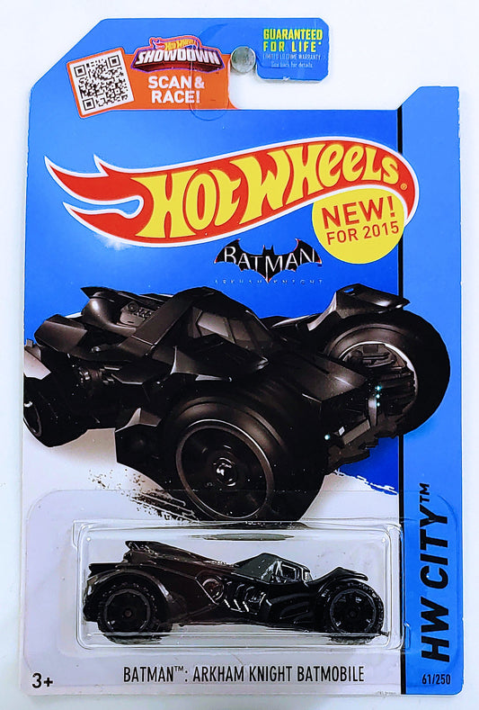 Hot Wheels 2015 - Collector # 061/250 - HW City / Batman - Batman: Arkham Knight Batmobile - Black - USA 'Showdown' Card
