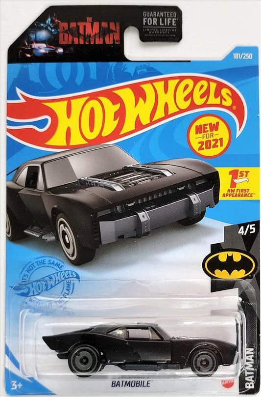 Hot Wheels 2021 - Collector # 181/250 - Batman 4/5 - New Models - (Batman: Arkham Knight) Batmobile - Matte Black - USA Batman Card