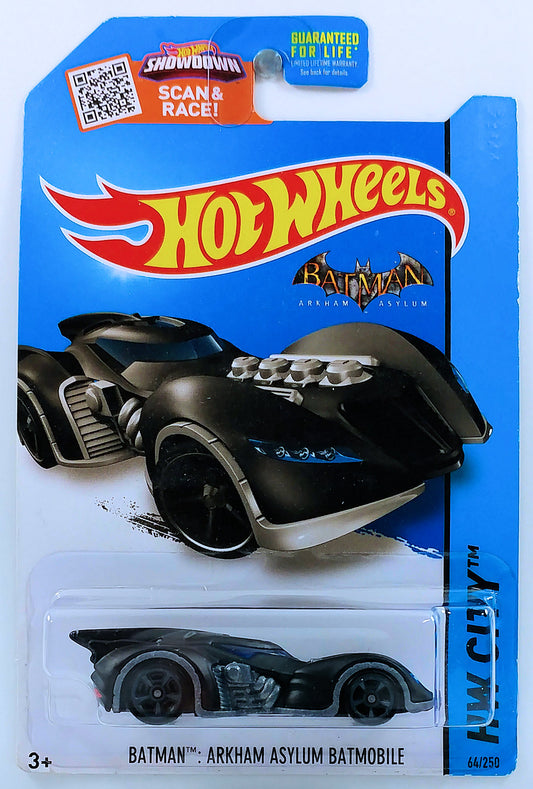 Hot Wheels 2015 - Collector # 064/250 - HW City / Batman - Batman: Batmobile Arkham Asylum - Black / Gray Accents - USA 'Showdown' Card