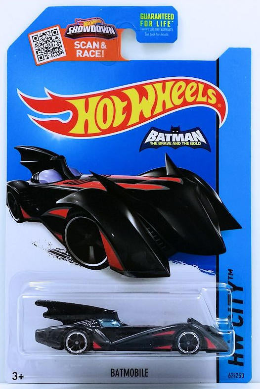 Hot Wheels 2015 - Collector # 063/250 - HW City / Batman - Batmobile (The Brave and the Bold) - Black / Red Accents - USA 'Showdown' Card