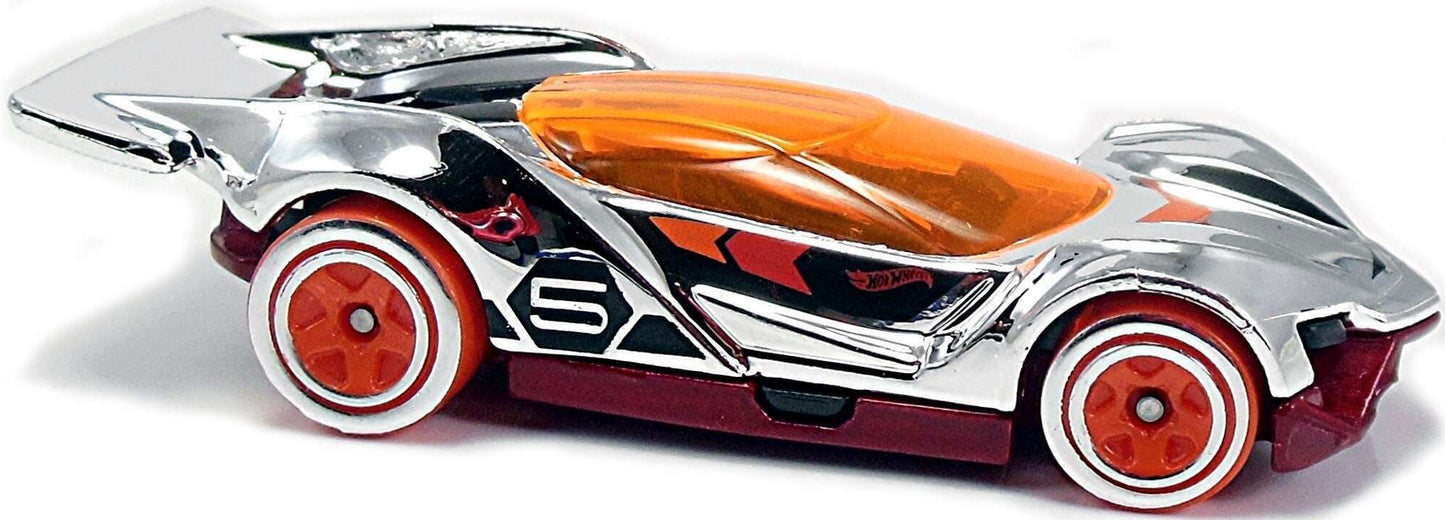 Hot Wheels 2017 - Collector # 229/365 - Super Chromes 2/10 - Blitzspeeder - Chrome Body / Orange Window - USA Card