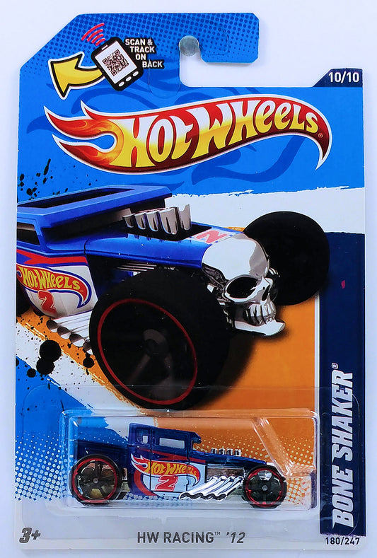 Hot Wheels 2012 - Collector # 180/247 - HW Racing 10/10 - Bone Shaker - Blue / # 2 - OH5SP Wheels - USA Card