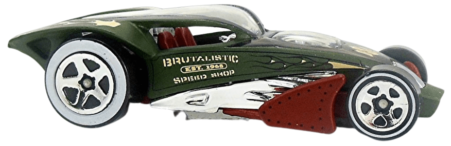 Hot Wheels 2007 - Collector # 127/156 - Treasure Hunts 07/12 - Brutalistic - Dark Olive Green - 'Brutalistic Speed Shop' - USA Card