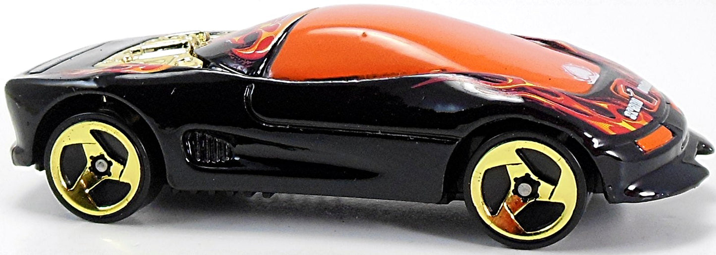 Hot Wheels 2003 - Collector # 173/220 - Track Aces 8/10 - Buick Wildcat - Black / Orange Window - Gold 3 Spokes - USA '04 Card