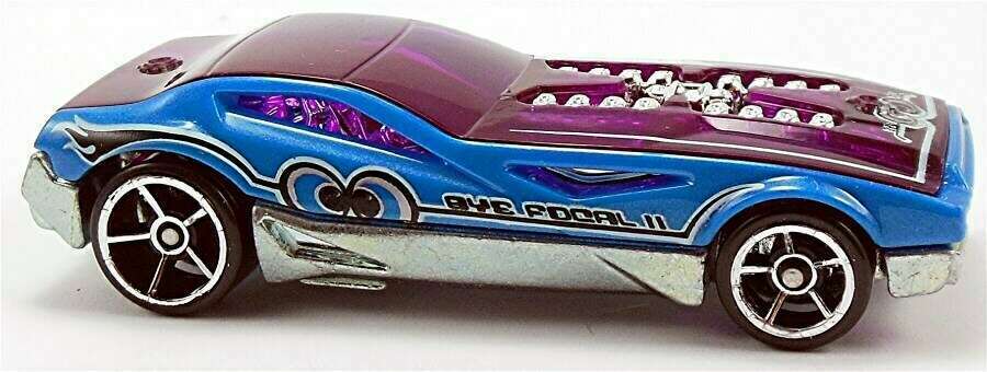 Hot Wheels 2009 - Collector # 010/190 - New Models 10/42 - Bye Focal II - Blue Body / Transparent Purple Wndows & Roof - OH5Sp Wheels - USA Card