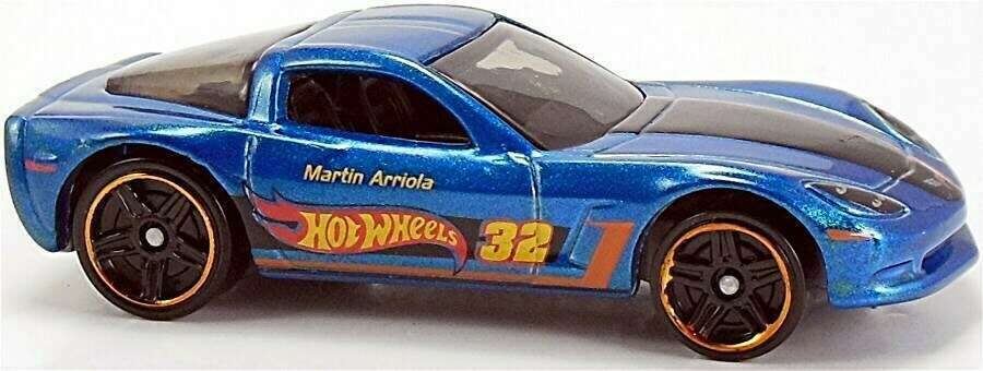 Hot Wheels 2015 - Collector # 131/250 - HW Race / HW Race Team - C6 Corvette - Blue Metalflake - USA 'WIN' Card