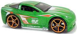 Hot Wheels 2018 - Collector # 174/365 - Tooned 3/5 - C6 Corvette (Tooned) - Green Metalflake - USA 50th Card