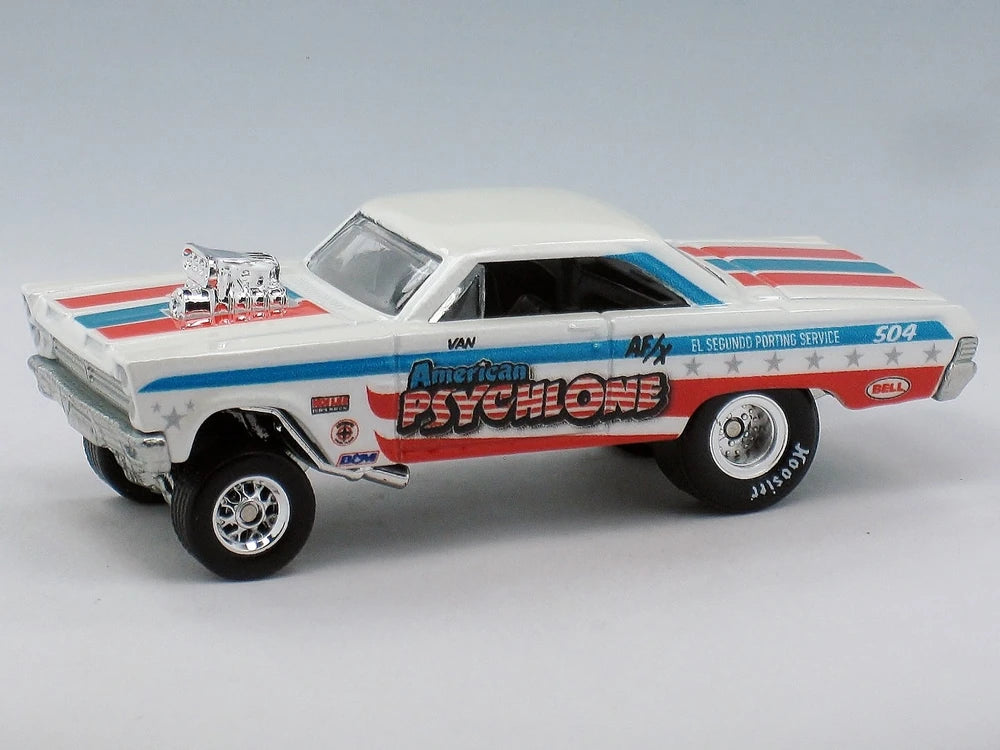 Hot Wheels 2018 - Premium / Car Culture / Drag Strip Demons 4/5 - '65 Mercury Comet Cyclone (Gasser) - White / 'Psychlone' - Metal/Metal & Real Riders