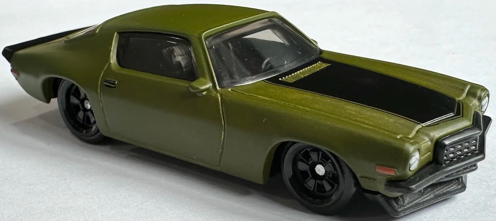 Hot Wheels 2025 - Silver Series / Theme / Fast & Furious: Villians 4/5 - 1973 Chevy Camaro - Olive Drab - S5 Wheels - Walmart Exclusive - NEW Casting!