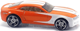 Hot Wheels 2010 - Collector # 054/240 - Treasure Hunts 10/12 - Chevy Camaro Concept - Orange & White - USA Card with Factory Set Sticker