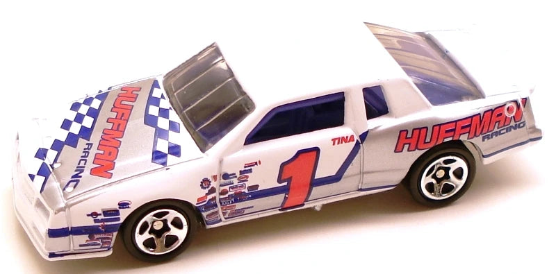 Hot Wheels 1997 - Collector # 618 - Chevy Stocker - White / #1 / Huffman Racing - 5 Spoke Wheels - Metal/Metal - USA Blue & White Card