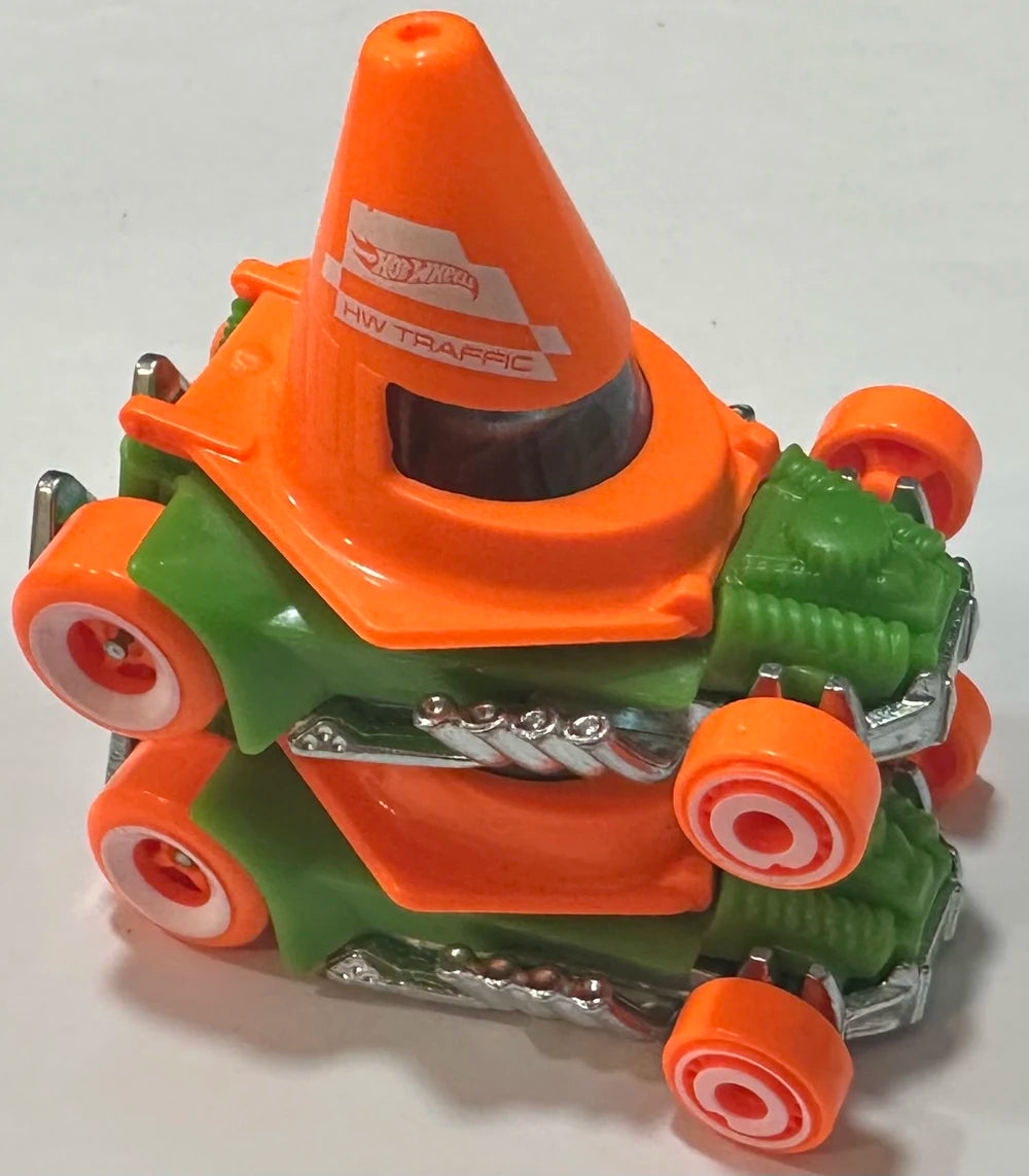 Hot Wheels 2025 - Collector # 148/250 - HW Metro 5/5 - New Model - Cone Shaker - Orange over Green - International 'Let's Race' Card