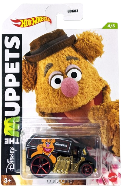 Hot Wheels 2021 - Theme / Disney The Muppets # 4/5 - Cool-One - Black / Fozzie Bear- Red OH5SP Wheels - Gold Chrome Windows - Gold Chrome Interior