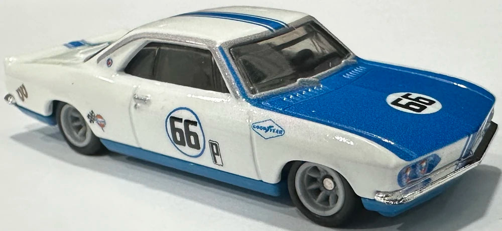 Hot Wheels 2024 - Premium / Boulevard # 95 - '66 Chevrolet Corvair Yenko Stinger - White - Metal/Metal & Real Riders - Walmart Exclusive