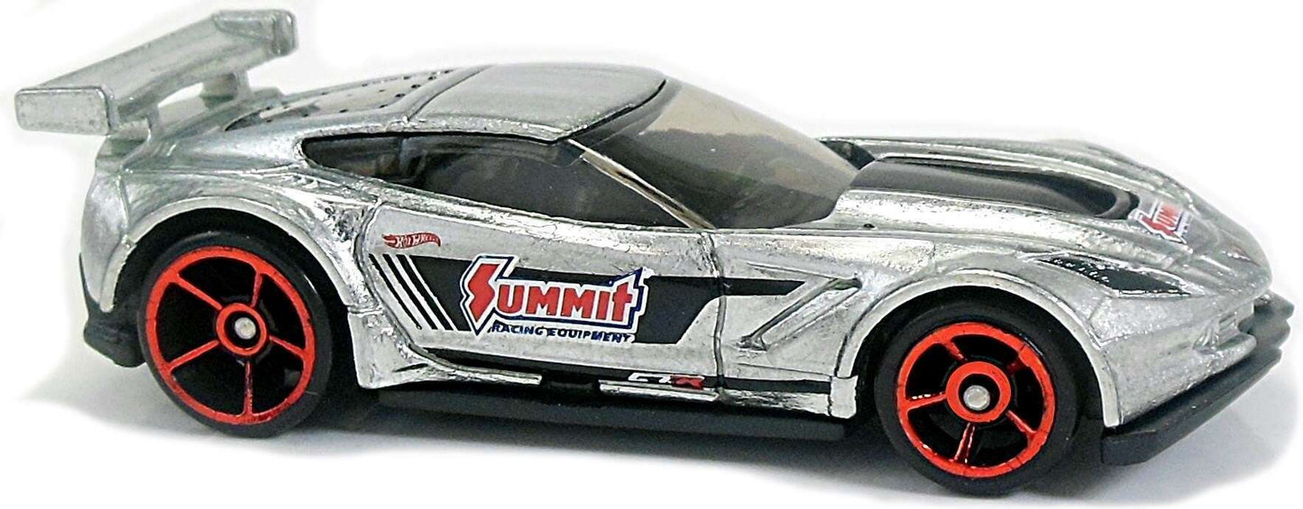 Hot Wheels 2018 - Collector # NONE - HW Speed Graphics 1/10 - ZAMAC 017 - Corvette C7.R - ZAMAC / Summit Racing Equipment - Walmart Exclusive - USA 50th Card