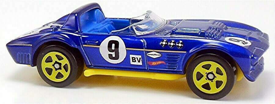 Hot Wheels 2015 - Collector # 179/250 - HW Race / Track Aces / New Models - Corvette Grand Sport Roadster - Blue / #9 - USA 'Showdown' Card