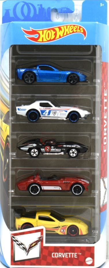Hot Wheels 2021 - Gift Pack / Corvette - '11 Corvette Grand Sport, '69 COPO Corvette, Corvette Stingray, Corvette Grand Sport Roadster and Coprvette C6R