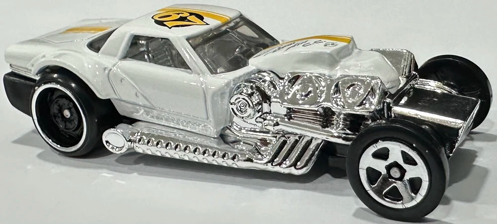 Hot Wheels 2025 - Collector # 158/250 - Rod Squad 10/10 - New Models - Hoto Roto - White / #67 - USA Card