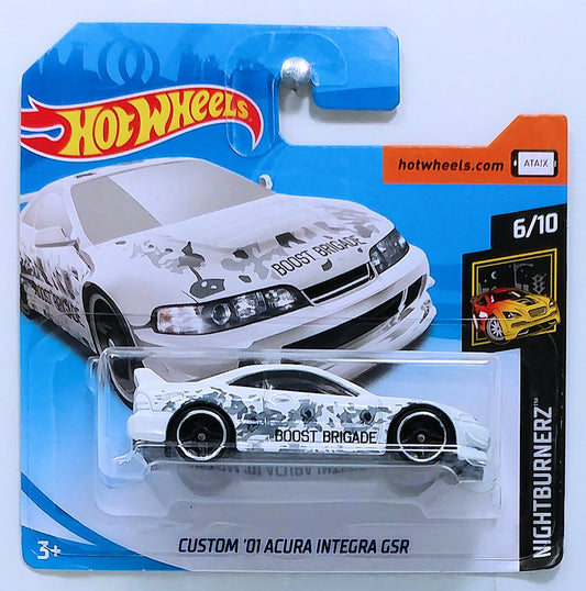 Hot Wheels 2018 - Collector # 213/365 - Nightburnerz 6/10 - Custom '01 Acura Integra GSR - White - International Short Card