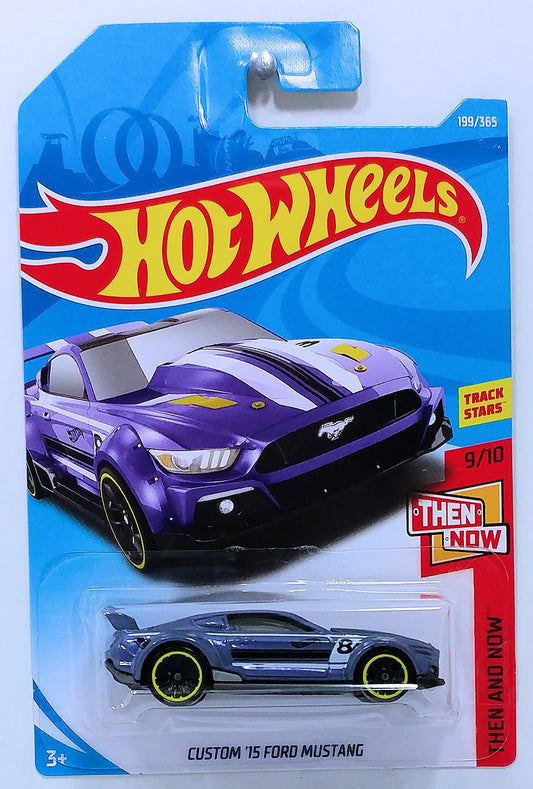 Hot Wheels 2018 - Collector # 199/365 - Then And Now 9/10 - Custom '15 Ford Mustang - Lavender - International Card