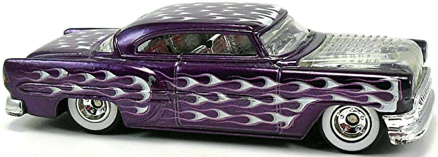 Hot Wheels 2009 - Collector # 049/190 - SUPER Treasure Hunts 7/12 - Custom '53 Chevy - Spectraflame Purple with Flames - Real Riders on White Walls - USA Card