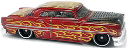 Hot Wheels 2018 - Collector # 109/365 - HW Flames 8/10 - Custom '53 Chevy - Metallic Red - USA 50th Card with Factory Set Sticker