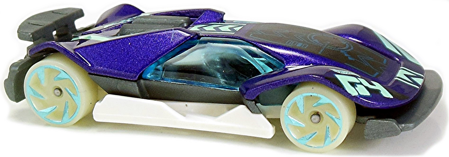 Hot Wheels 2018 - Collector # 135/365 - HW Glow Wheels 10/10 - New Models - Cyber Speeder - Metalflake Purple - USA 50th Card