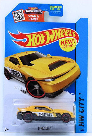 Hot Wheels 2015 - Collector # 014/250 - HW City / HW Performance / New Models - D-Muscle - Yellow / Crower - USA 'Showdown' Card