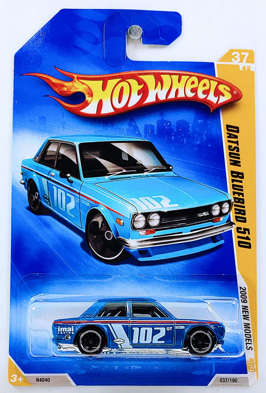 Hot Wheels 2009 - Collector # 037/190 - New Models 37/42 - Datsun Bluebird 510 - Blue - OH5SP Wheels - USA Card