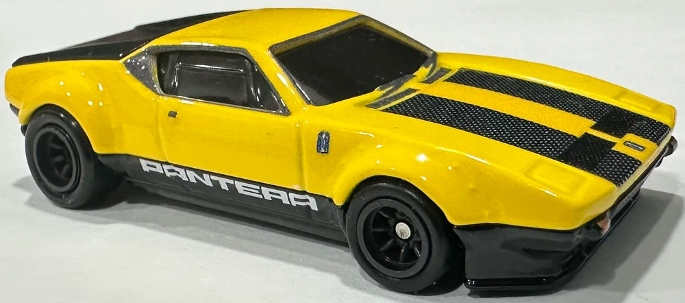 Hot Wheels 2024 - Premium / Boulevard # 110 - De Tomaso Pantera Gruppo 4 - Yellow / Black Stripes - Metal/Metal & Real Riders - Walmart Exclusive