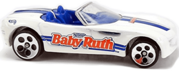 Hot Wheels 1999 - Collector # 972 - Sugar Rush Series II 4/4 - Dodge Concept Car - White / 'Baby Ruth' - 5 Dot Wheels - Metal/Metal - Painted Base - USA Blue Car Card