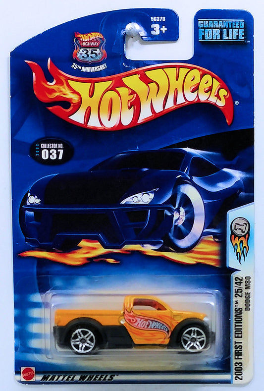 Hot Wheels 2003 - Collector # 037/220 - First Editions 25/42 - Dodge M80 - Dark Yellow - USA '35th Anniversary' Card