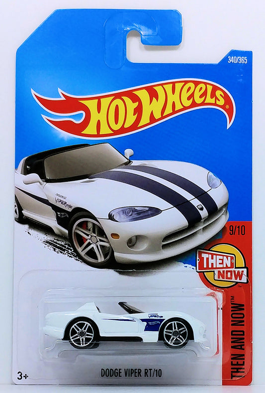Hot Wheels 2017 - Collector # 340/365 - Then And Now 9/10 - Dodge Viper RT/10 - White - International Card
