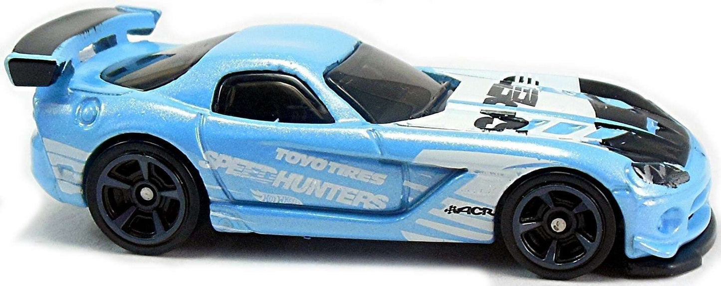 Hot Wheels 2017 - Collector # 047/365 - Nightburnerz 8/10 - Dodge Viper SRT10 ACR - Sky Blue - USA Card