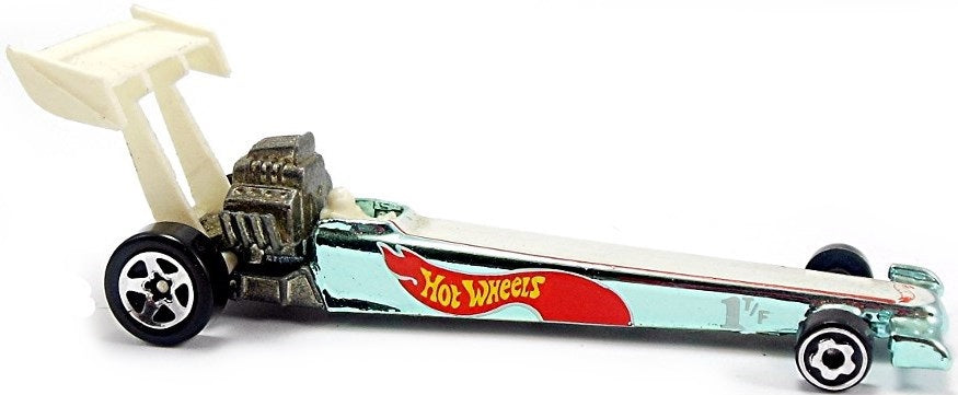 Hot Wheels 1995 - Collector # 340 - Racing Metals Series 4/4 - Dragster - Light Blue Chrome - 5 Spoke Wheels