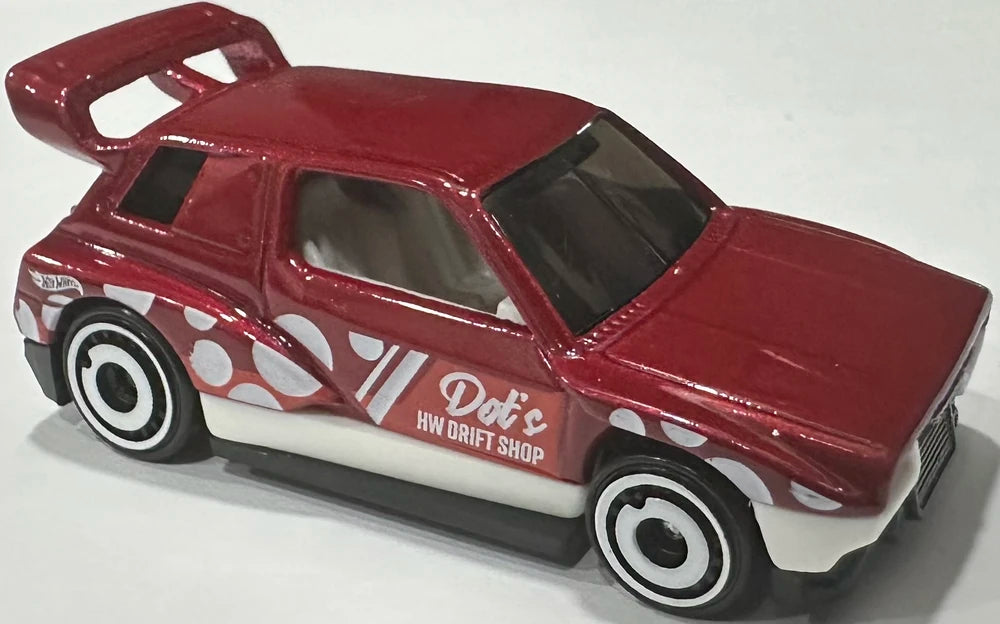 Hot Wheels 2026 - Collector # 065/250 - HW Euro 1/10 - New Models - Drift Box - Red / 'Dot's HW Drift Shop' - White Aero Disc Wheels - USA Card