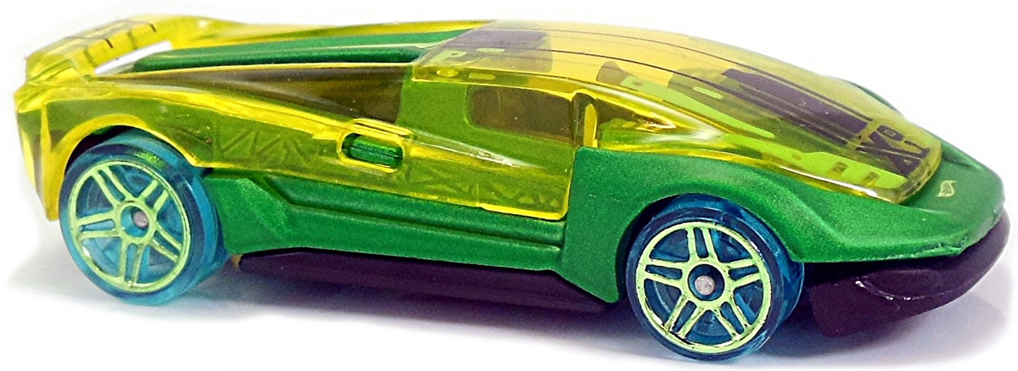 Hot Wheels 2018 - Collector # 227/365 - X-Raycers 1/10 - El Viento - Transparent Yellow & Green - International Card