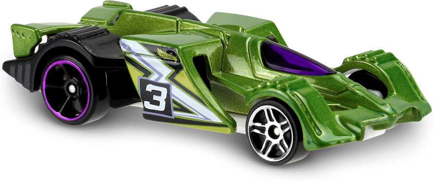 Hot Wheels 2016 - Collector # 028/250 - HW Digital Circuit 8/10 - Epic Fast - Green / #3 - USA 'Showdown' Card