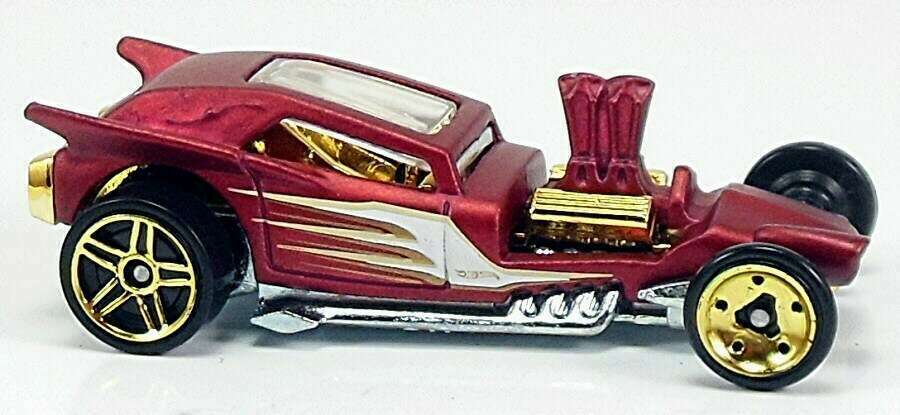 Hot Wheels 2013 - Collector # 186/250 - HW Showrom / American Turbo - Fangula - Satin Red - Gold PR5 Wheels Rear & Gold Skinny Wheels Front - USA Card
