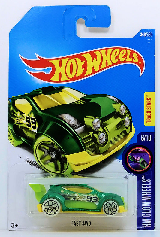 Hot Wheels 2017 - Collector # 346/365 - HW Glow Wheels 6/10 - Fast 4WD - Metalflake Green - International Card