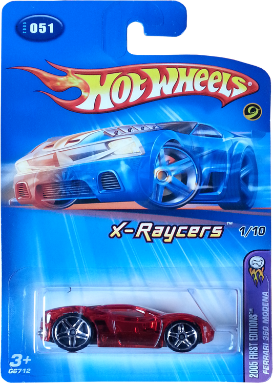 Hot Wheels 2005 - Collector # 051/183 - First Editions / X-Raycers 1/10 - Ferrari 360 Modena - Transparent Red - PR5 - USA '05
