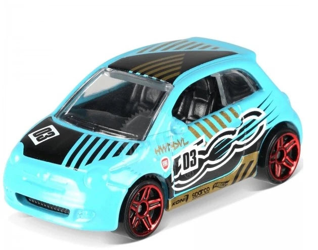 Hot Wheels 2018 - Collector # NONE - HW Daredevils 2/5 - Fiat 500 - Sky Blue - USA 50th Card