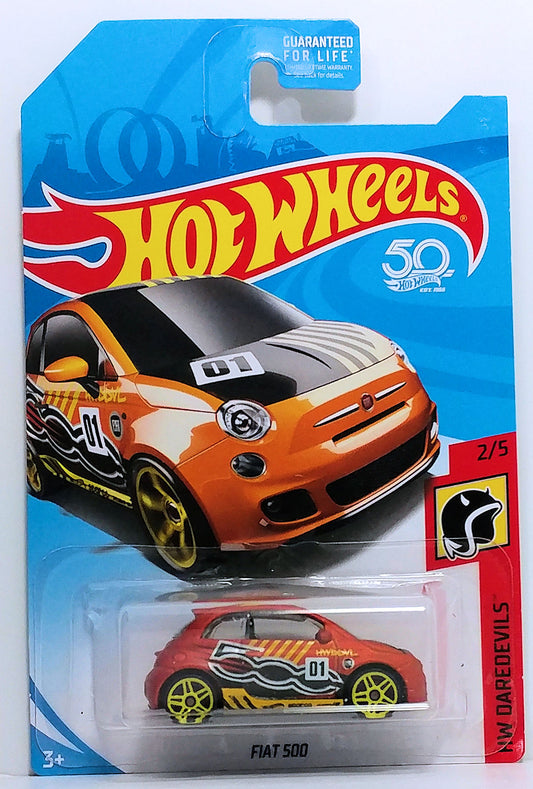 Hot Wheels 2018 - Collector # NONE - HW Daredevils 2/5 - Fiat 500 - Satin Brown - USA 50th Card
