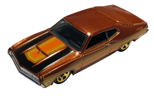Hot Wheels 2020 - Flying Customs / Mix 2 - '70 Ford Torino - Brown Metalflake - Gold 5 Spoke Wheels - Target Exclusive