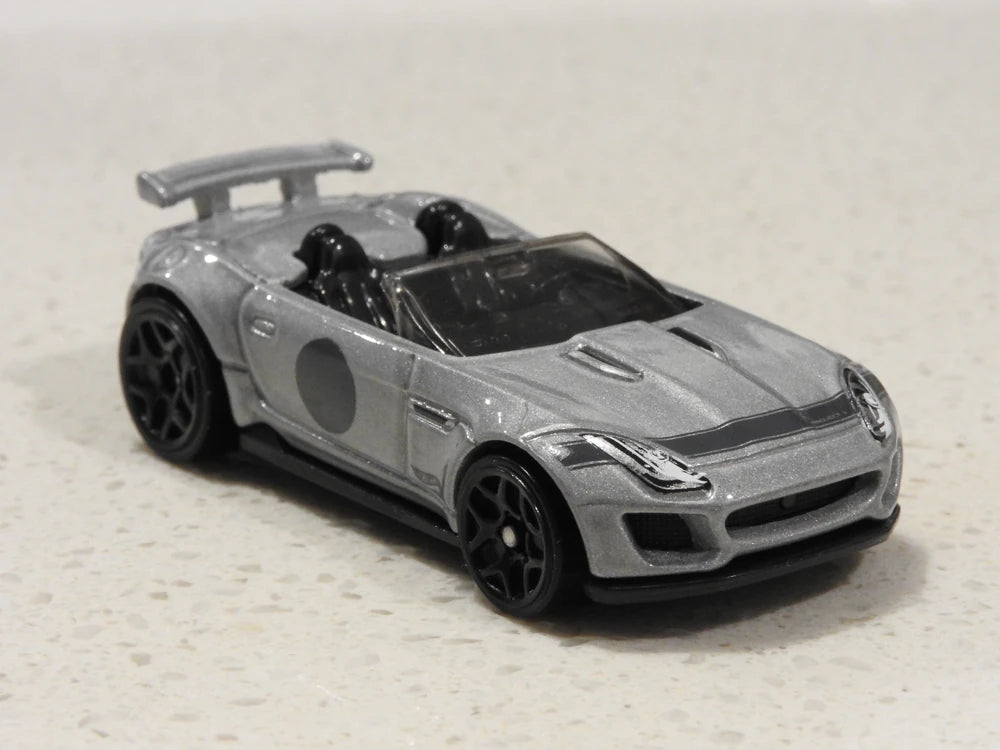 Hot Wheels 2021 - Theme / Convertibles Series # 10/10 - '15 Jaguar F-Type Project 7 - Metalflake Glossy Gray - Walmart Exclusive