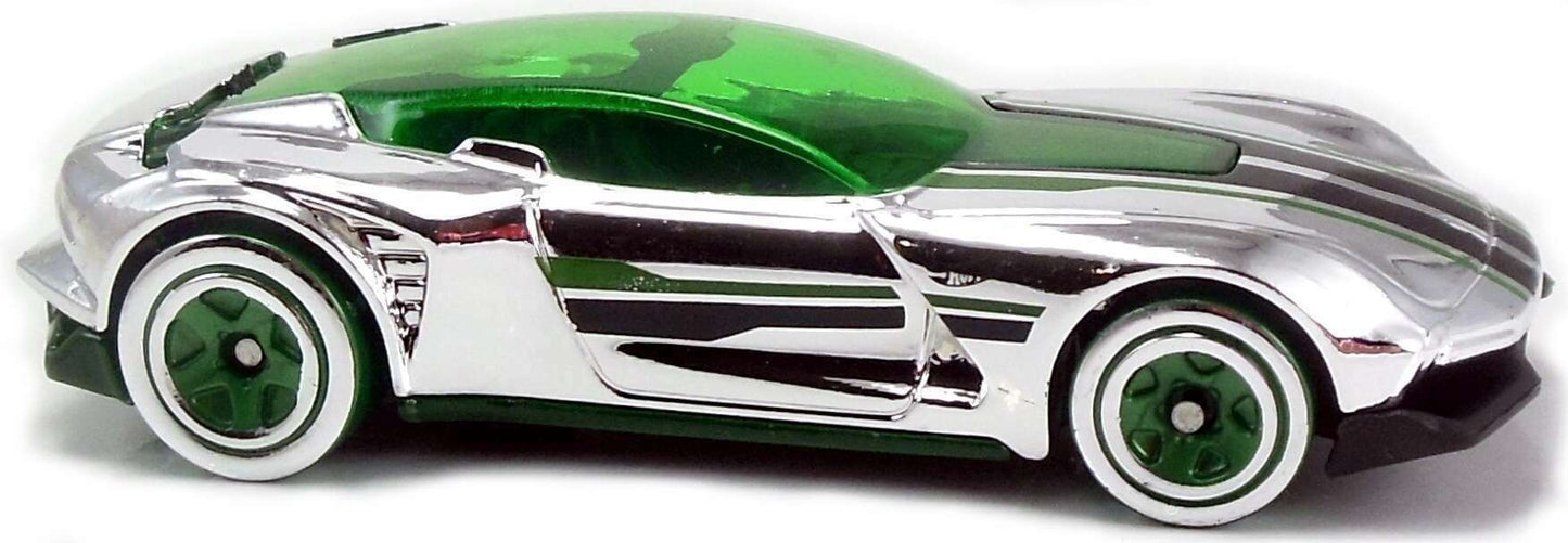 Hot Wheels 2017 - Collector # 207/365 - Super Chromes 3/10 - Gazella GT - Chrome Body / Green Window - USA 'Need for Speed' Card